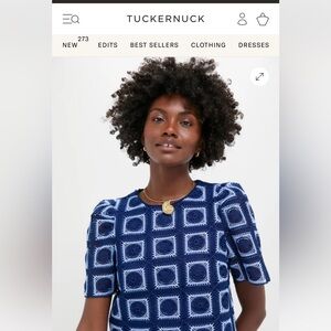 HYACINTH HOUSE from Tuckernuck
Navy & Sky Blue Crochet Banks Top